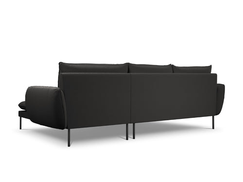Cosmopolitan Design rechter hoekbank Vienna 5-zits, boucle, zwart - 170x255x95cm