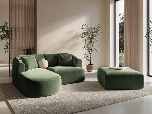 Cosmopolitan Design Modulaire hoekbank links Campi 3-zits, flueel groente - 156x180x70cm