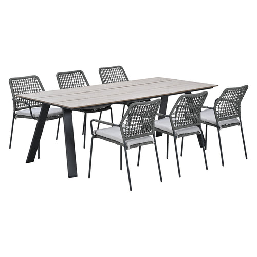 Garden Impressions Tuinset Natas grjis 7-delig - Braga tuintafel 220x100 cm