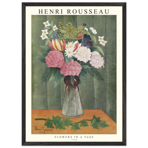 Artfulprints Poster met Lijst Henri Rousseau - Flowers in a vase   - 50x70 cm - Groen