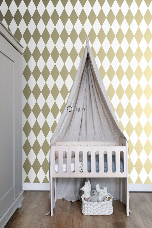 Origin Wallcoverings behang ruiten wit en goud - 53 cm x 10.05 m - 347669