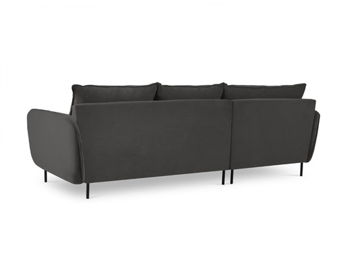 Cosmopolitan Design linker hoekbank Vienna 5-zits, flueel, donkergrijs - 170x255x95cm