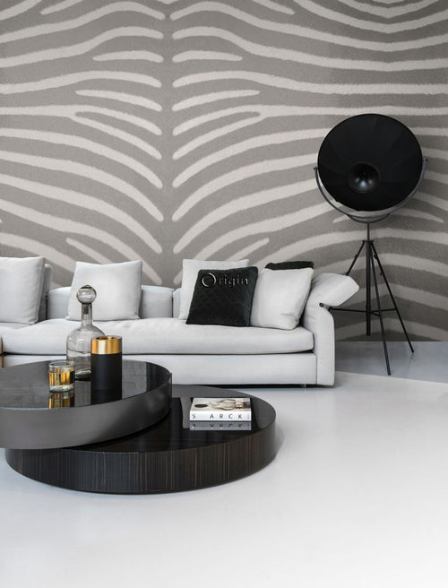 Origin Wallcoverings fotobehang zebra print grijs - 350 x 279 cm - 357248