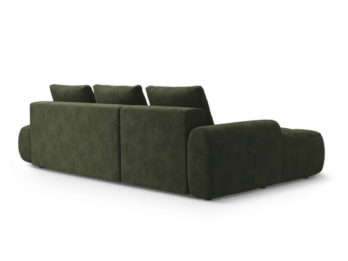 Cosmopolitan Design Uitklapbare hoekbank links met opbergdoos Linz 3-zits, flueel groente - 142x275x84cm