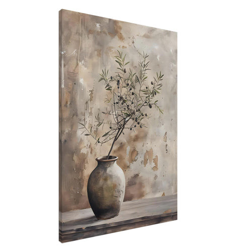 Artfulprints Canvas Rustic olive vase canvas - 40x60 cm - beige
