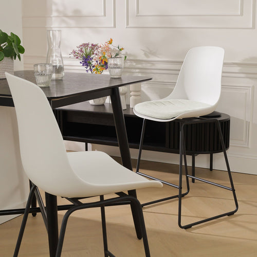 Nolon Nino-Liv Barkruk Wit met Naturelbeige Zitkussen Zwarte Poten 65 Cm