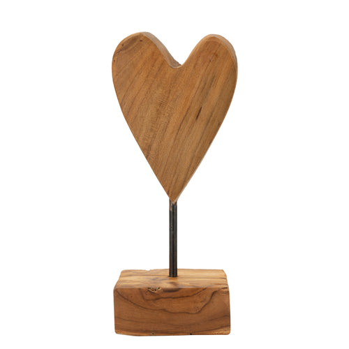 Houten hart sculptuur 10x10x25 cm