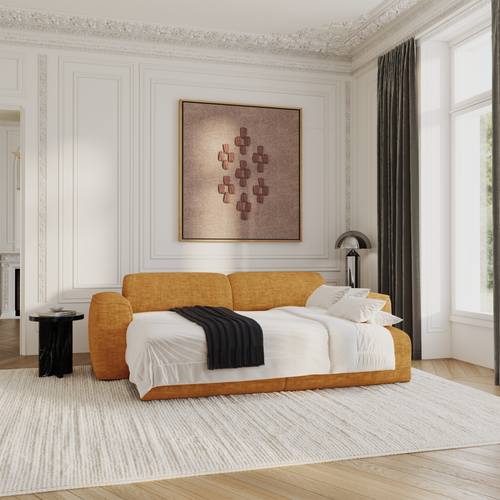 Sia Home - Rechte bank YUMA - Fluweel met structuur - Mosterd - 240cm - vtwonen shop