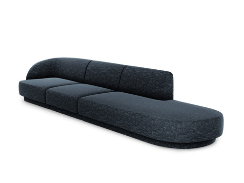 Micadoni - Rechte bank "Miley" 4 zitplaatsen, chenille, koningsblauw - 90x323x70cm