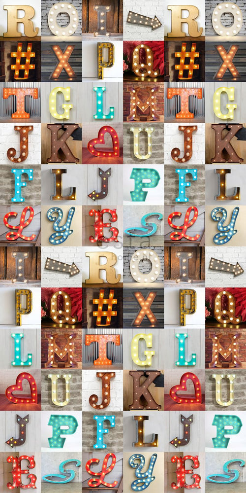 ESTAhome XXL behang houten marquee letters oranje 50 x 900 cm 158816