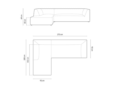 Micadoni linker hoekbank Ruby 4-zits, structurele stof, donkerbeige - 180x273x69cm