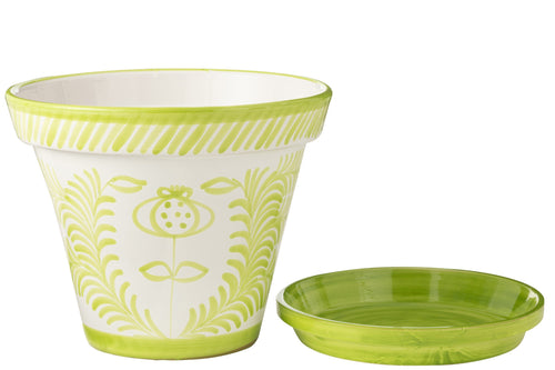J-Line bloempot Granada Handmade + Painted - keramiek - groen - extra large - Ø 50 cm