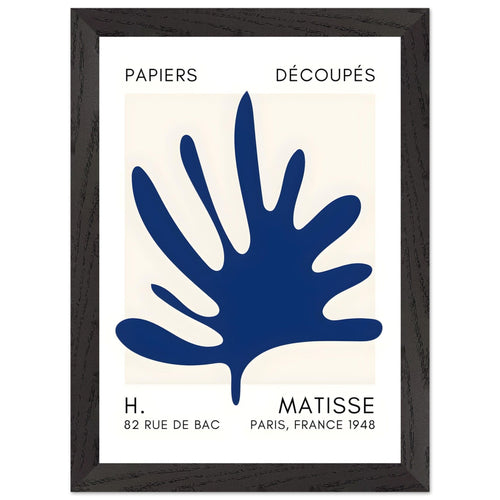 Artfulprints Poster met Lijst Matisse – Coral drift navy blue II   - A4 21x29.7 cm - Blauw