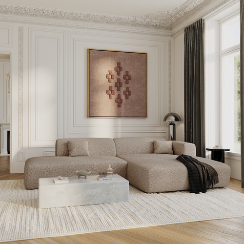 Sia Home - Rechte hoekbanken MYRA - Bouclette stof - Mol - 310cm