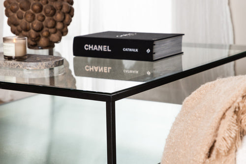 Rebellenclub Salontafel Lucera - 90 x 90 cm - Zwart met Glazen Blad