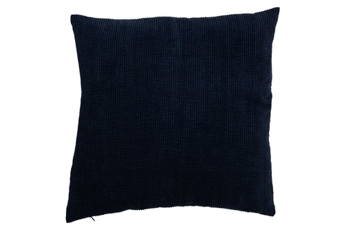 J-Line kussen Rib Vierkant - fluweel - blauw