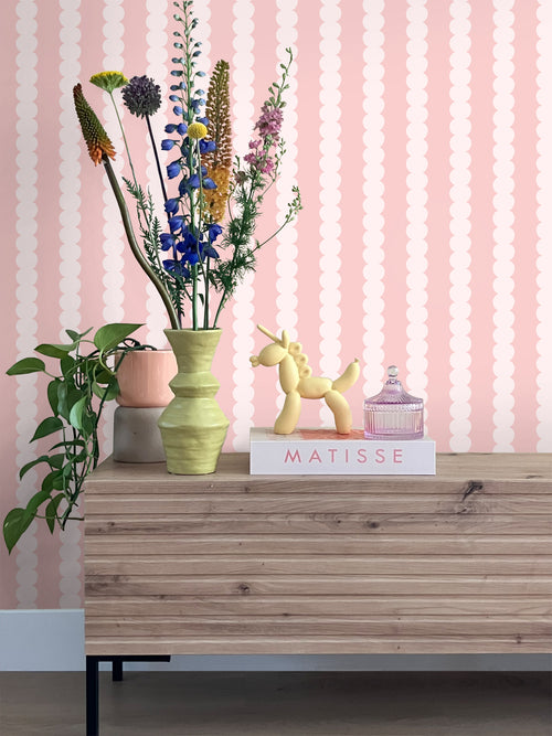 ESTAhome behang grafische print pastel roze - 0.53 x 10.05 m - 131745