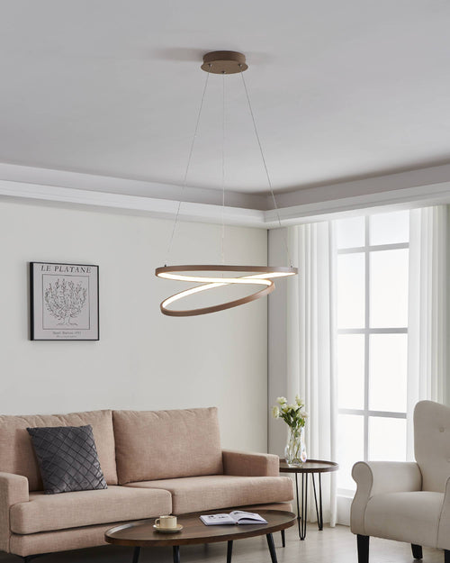 EGLO hanglamp Ruotale - led - ø 55 cm - zandkleur/beige/wit