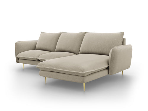Cosmopolitan Design rechter hoekbank Vienna 5-zits, structurele stof, beige - 170x255x95cm