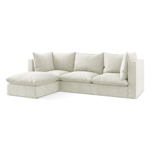 LaMiaSofa hoekbank links Ravenna - textuurstof - beige - 255x165x77