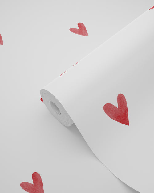 ESTAhome behang hartjes wit en rood - 50 x 900 cm - 131632 - vtwonen shop