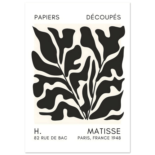 Artfulprints Poster met Lijst Matisse – Seabed shapes black   - 70x100 cm - Zwart