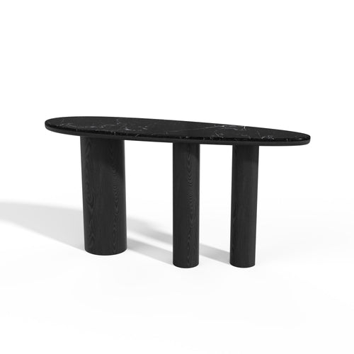 Premium Interiors - Console ARTE - multiplex en marmer zwart hout en zwart marmer 150cm