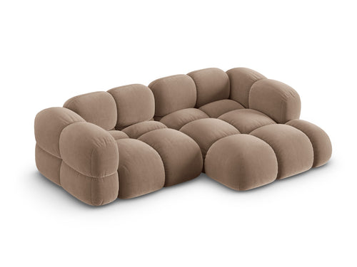 Cosmopolitan Design rechter hoekbank Loretto 3-zits, flueel donkerbeige - 147x250x68cm