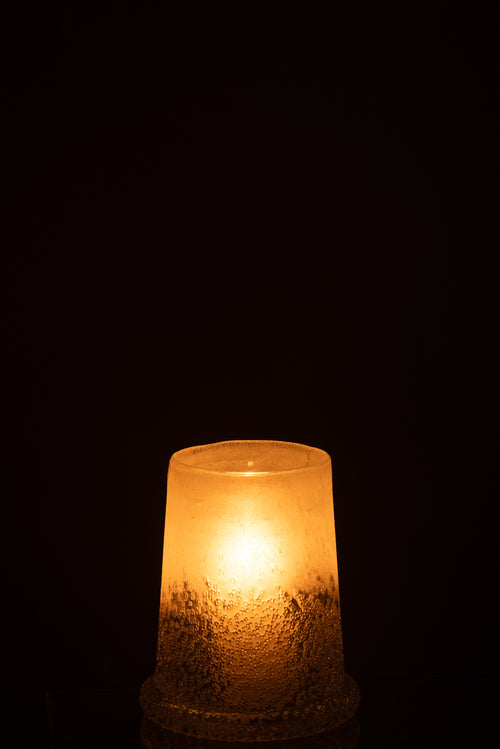 J-Line windlicht suiker - glas - wit - medium