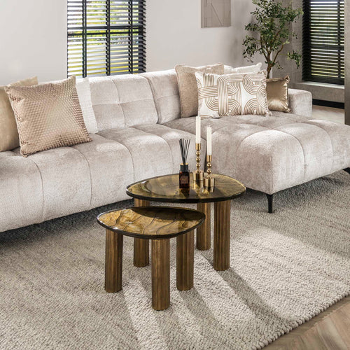 Giga Meubel Salontafel Eclipse - Goud Glas - 62x45x40cm