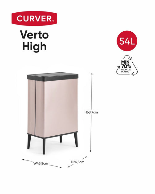 Curver Verto High - Prullenbak 54L - Rosé - 44x27x69cm