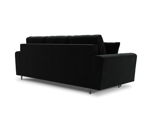 Cosmopolitan Design Slaapbank met opbergdoos Kyoto 3-zits, flueel, zwart - 100x235x88cm