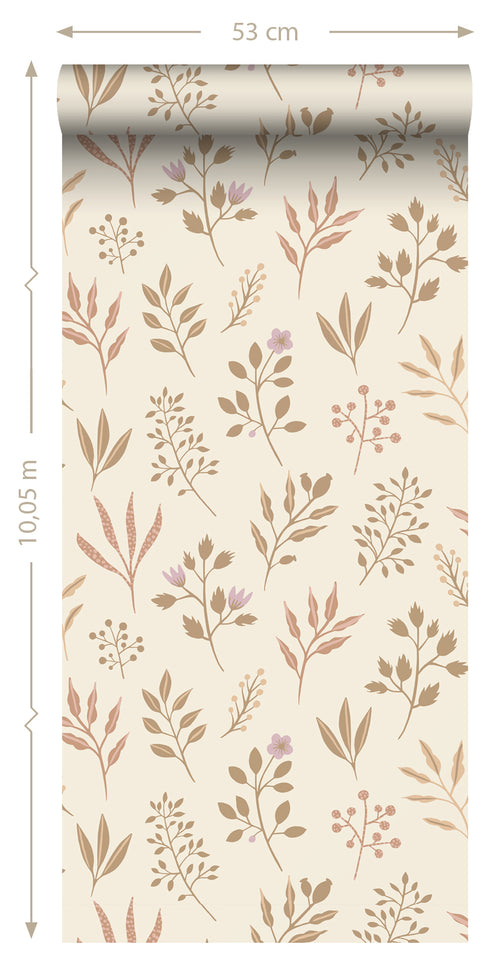 ESTAhome behang bloemmotief in Scandinavische stijl beige - 53 cm x 10.05 m - 139738