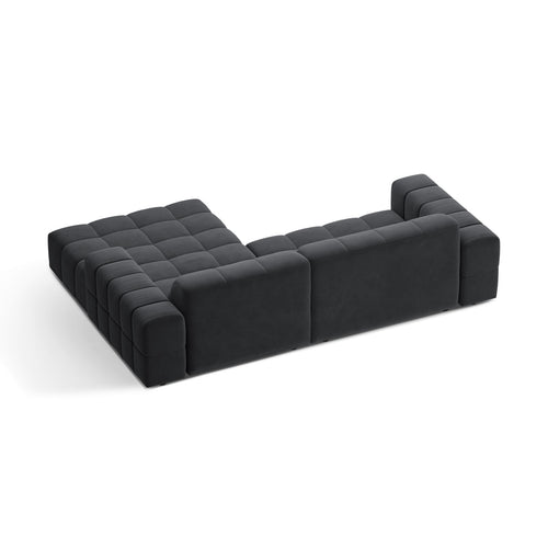 Cosmopolitan Design - Rechter hoekbank Chicago 3-zits, flueel grijs - 167x234x78cm