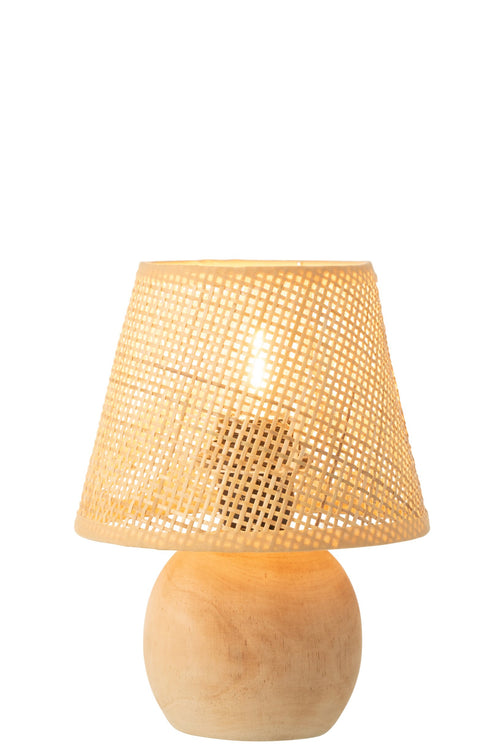 J-Line lamp Getwist - metaal/hout - naturel - LED lichtjes