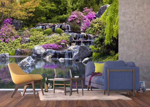 Sanders & Sanders fotobehang waterval groen en paars - 360 x 270 cm - 600487 - vtwonen shop