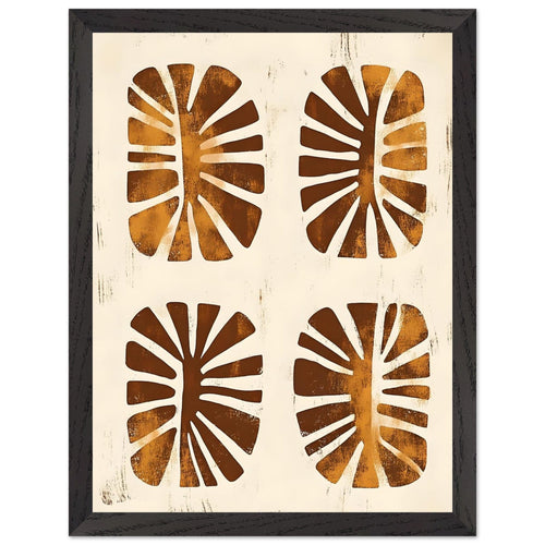 Artfulprints Poster met Lijst Boho – Leaf cutouts   - 30x40 cm - Bruin