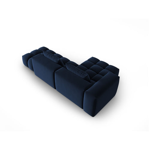 Cosmopolitan Design - Modulaire hoekbank links Verona 4-zits, flueel koningsblauw - 145x265x70cm