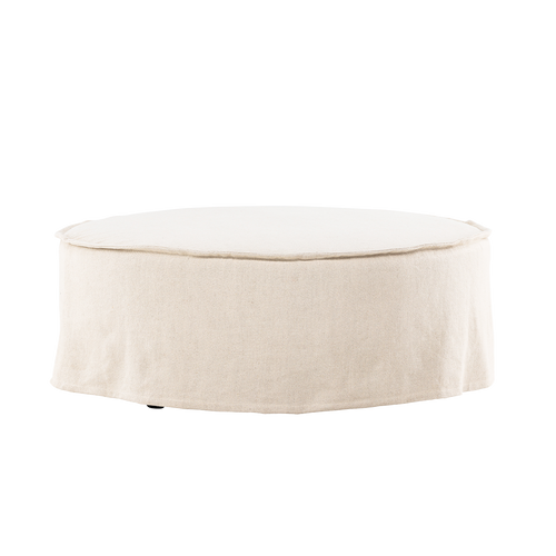 Nest living Odette Ronde Linnen Poef Beige - Ø 101 cm