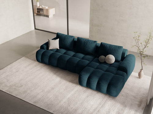 Cosmopolitan Design Converteerbare hoekbank rechts met opbergdoos Linz 3-zits, flueel diepe olie - 142x275x84cm