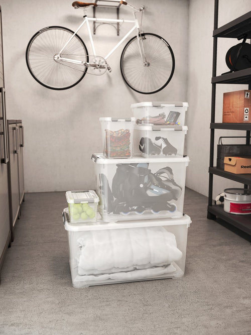 Curver Handy+ Opbergbox - 65L - 3 stuks - Transparant met deksel