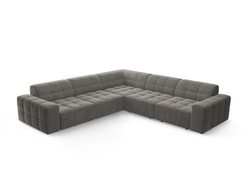 Cosmopolitan Design Hoekbank CHICAGO 4-zits, flueel lichtgrijs - 285x285x78cm