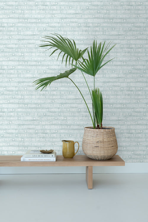ESTAhome behang zomerse quotes lichtgroen - 53 cm x 10.05 m - 148641