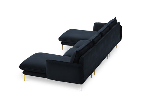 Cosmopolitan Design Panoramische bank Vienna 6-zits, flueel, donkerblauw - 170x350x95cm