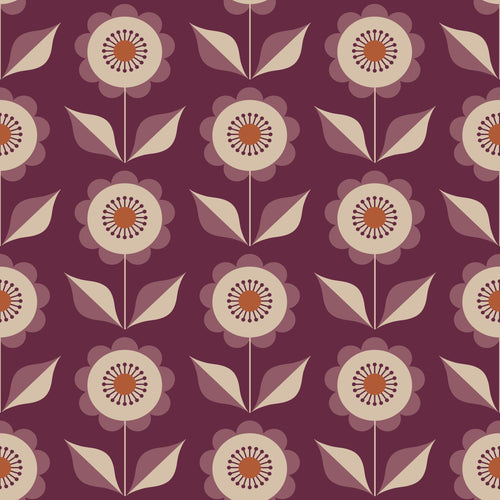 ESTAhome behang bloemen donker paars - 50 x 900 cm - 131863