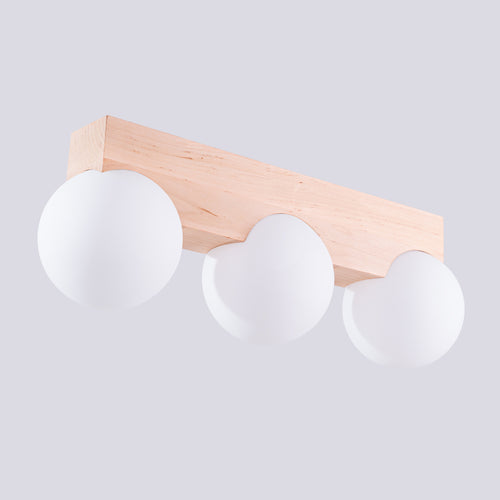 Sollux Lighting Plafondlamp BULBO 3 natuurlijk hout - 46x12x16cm