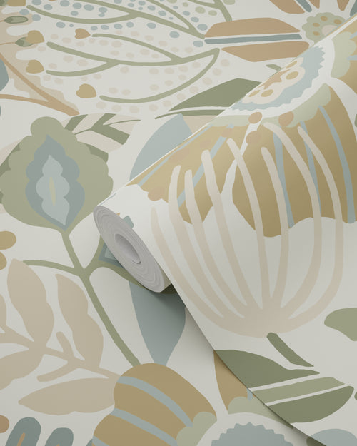 ESTAhome behang bloemmotief beige, blauw en groen - 53 cm x 10.05 m - 139676