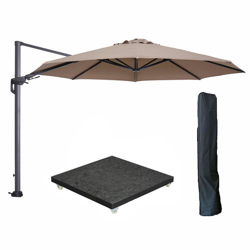 Garden Impressions zweefparasol Hawaii taupe 350x350 cm + 90 kg voet en hoes - vtwonen shop