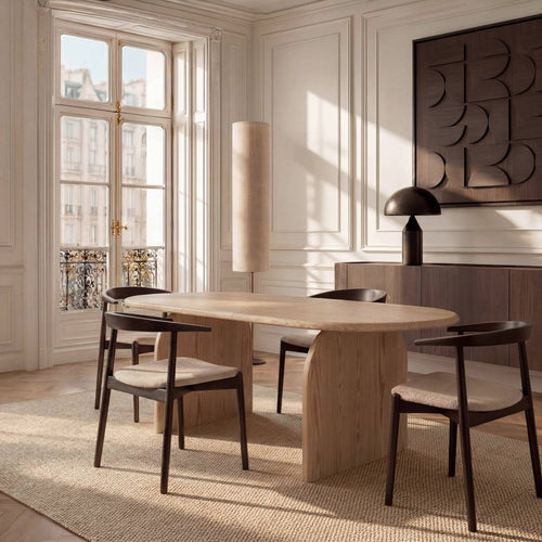 Premium Interiors - Uitschuifbare eettafel BRIA - multiplex lichte eik 220cm