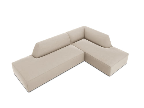 Micadoni rechter hoekbank Ruby 4-zits, flueel, beige - 180x273x69cm